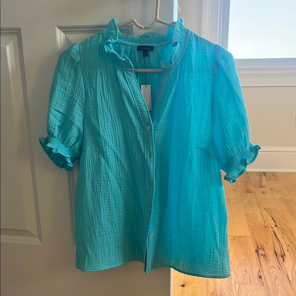 NWT Talbots gauze blue blouse